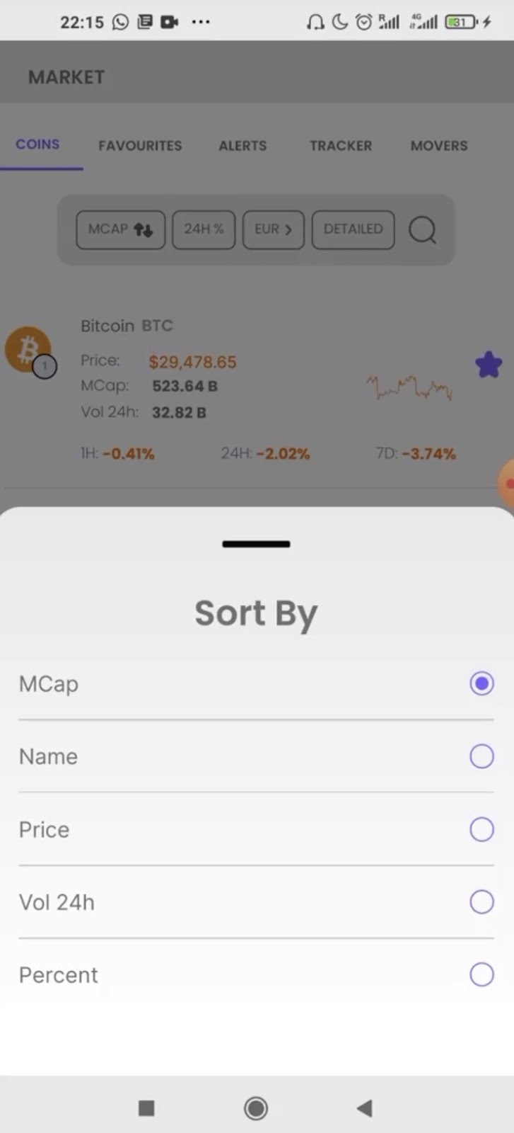 Sort your favorite coins by their market capitalization 
