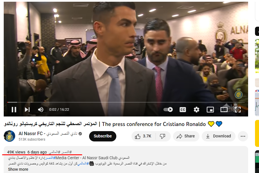 Was Ronaldo’s unveiling event at Al-Nassr viewed more than 2022 World Cup finals?