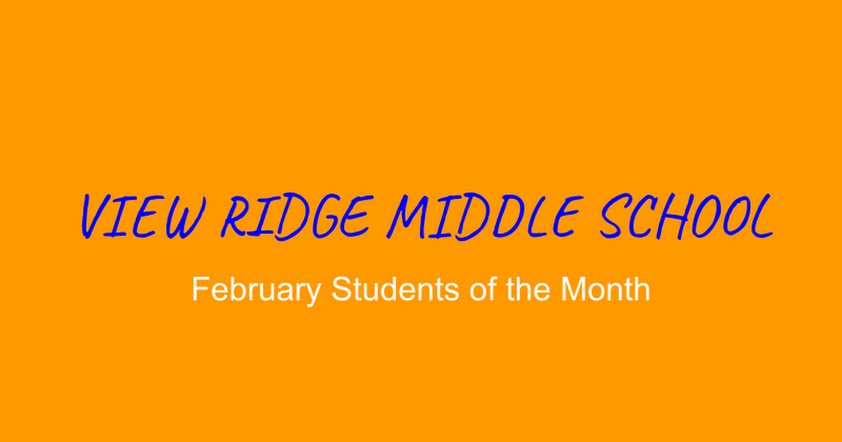 February Student of the Month for bulletin