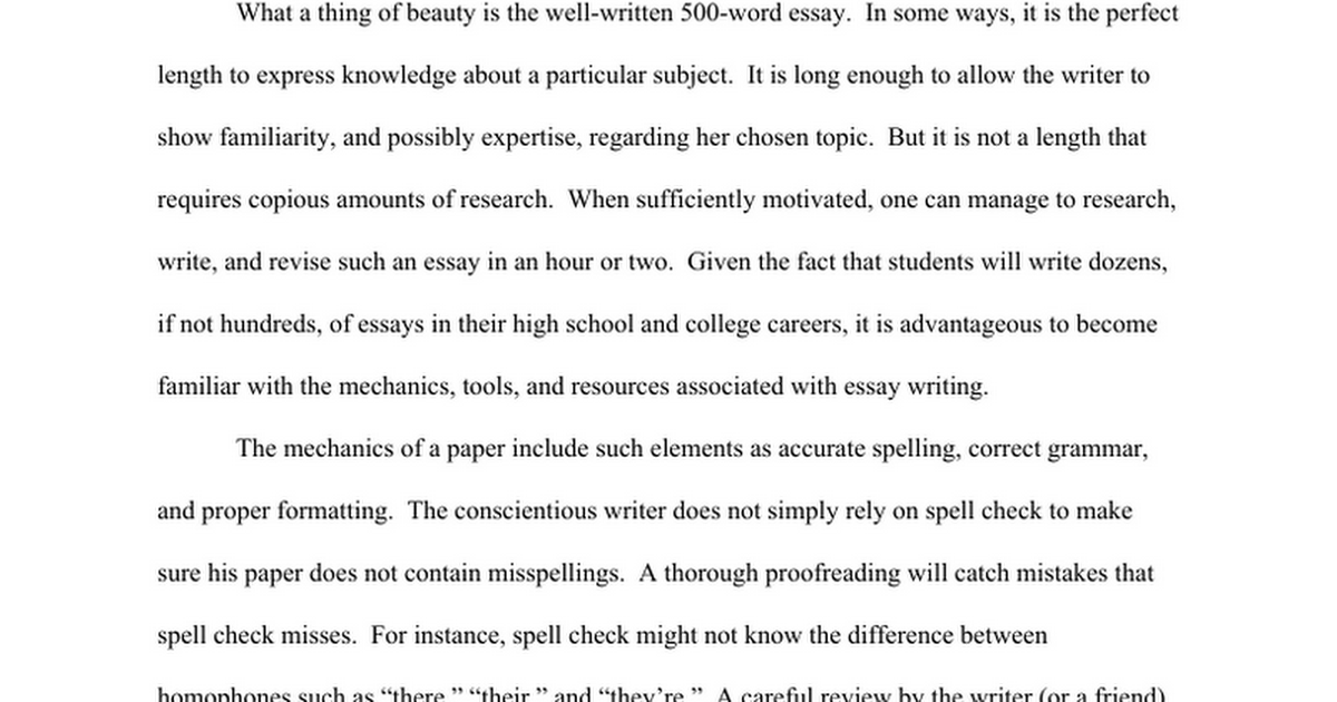how long is a 500 word essay example