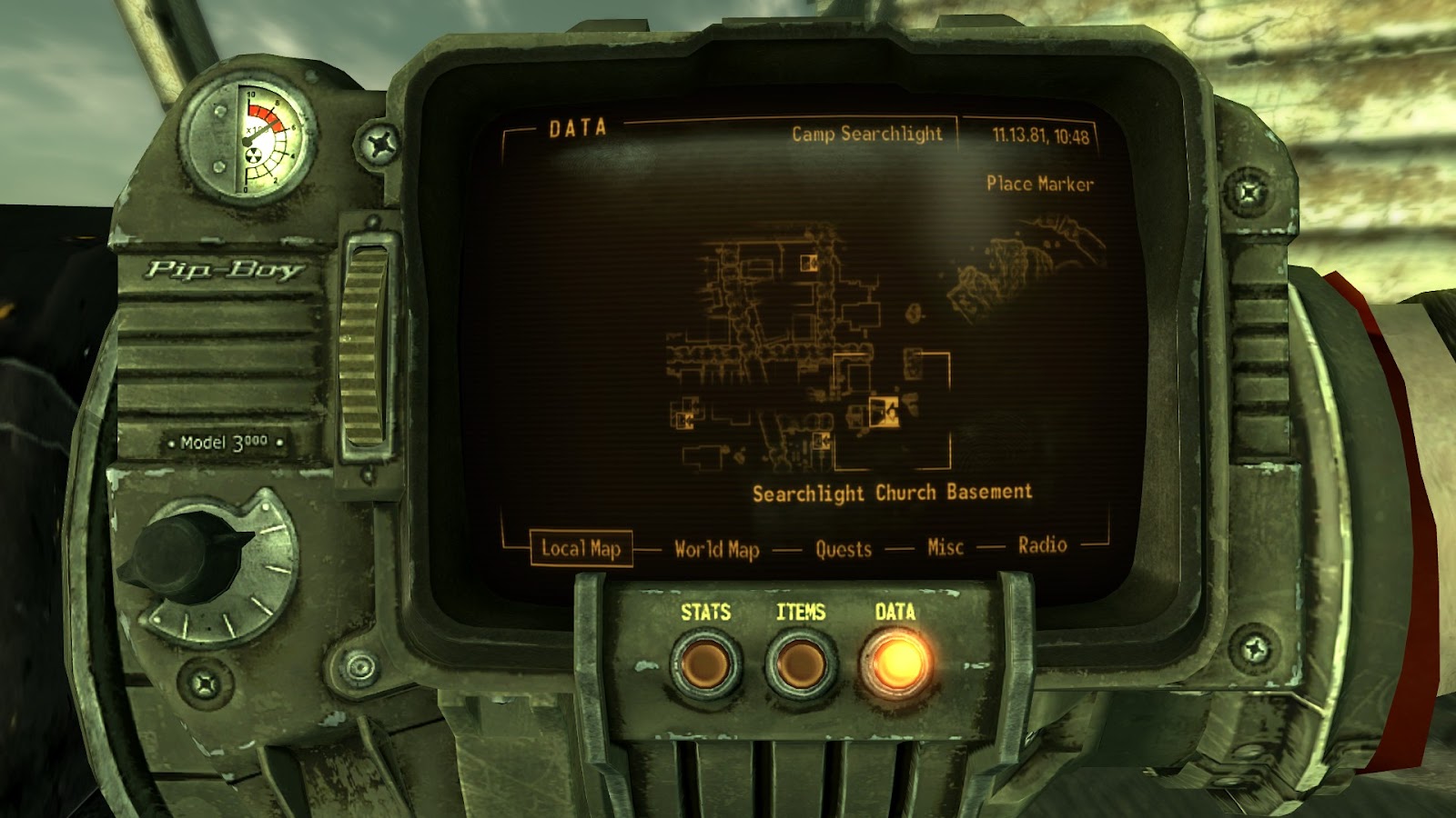 Location of the south-eastern church on the Local Map. | Fallout: New Vegas