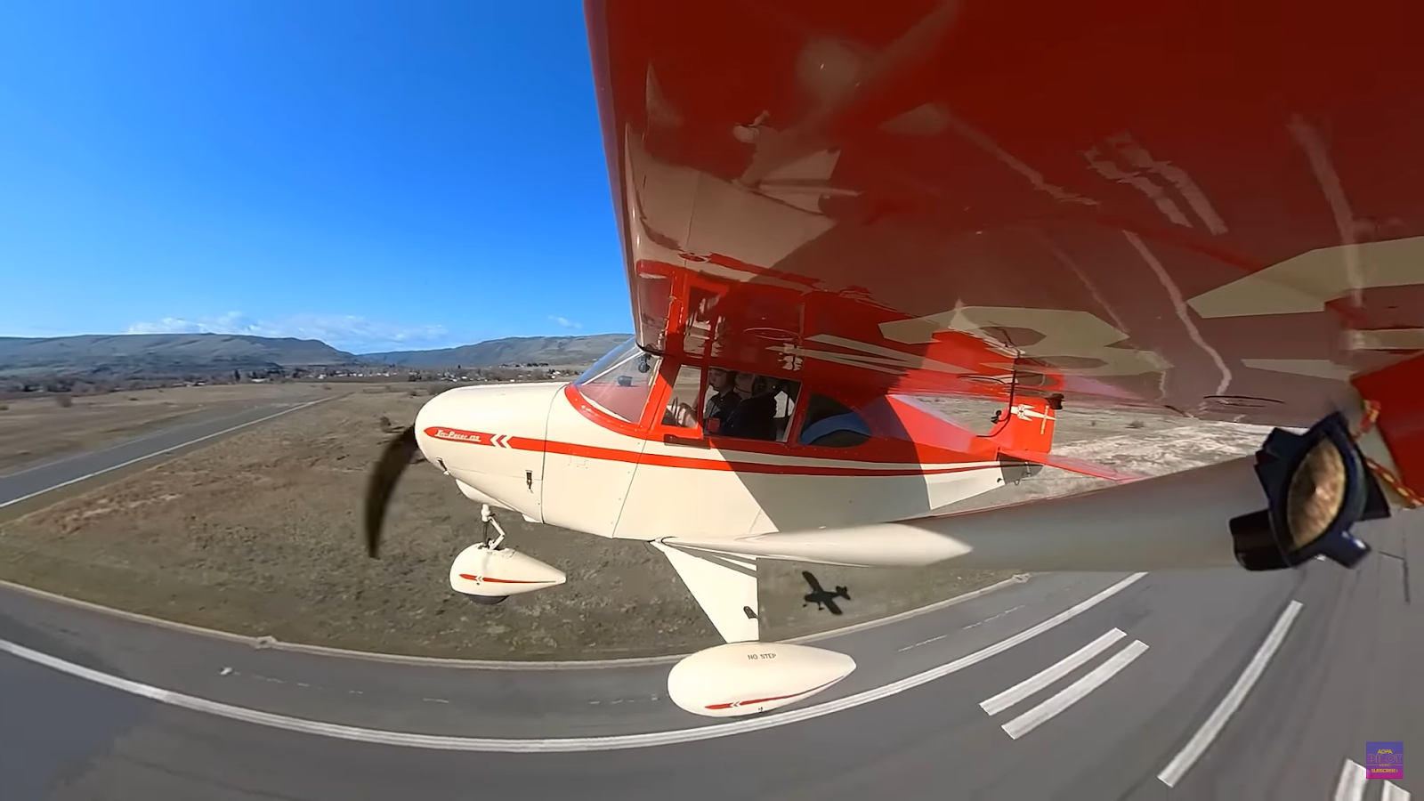 close up view of flying airplane