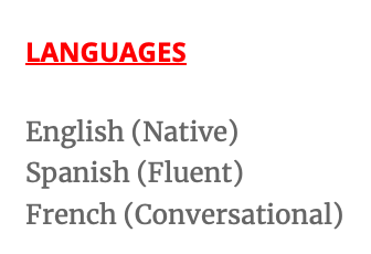 Option #4: List foreign language fluency on your resume
