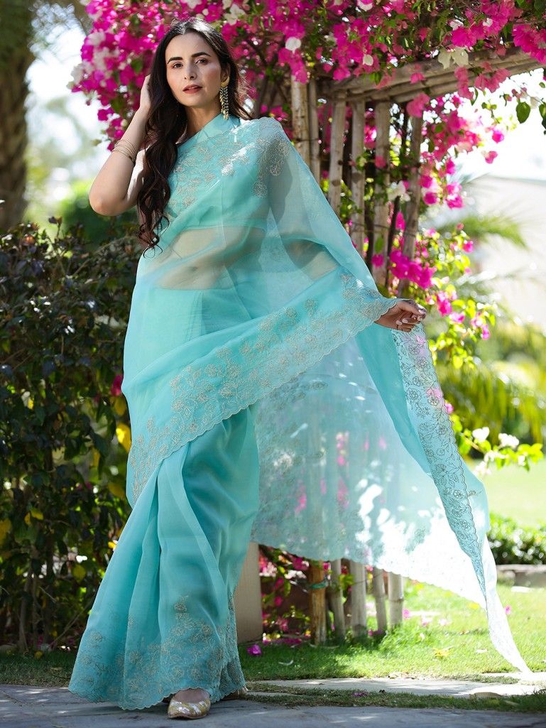 Blue-Bandhani-Handwoven-Chanderi-Silk-Saree