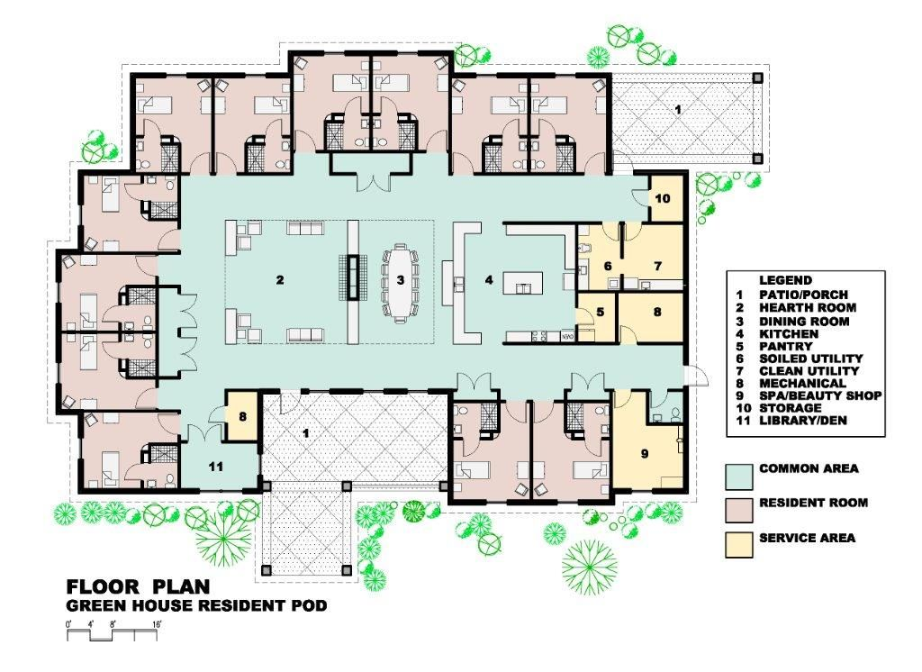 Guidelines and Nursing Home Floor Plans for Senior Health and Wellness, Part 1: General Areas | wellness for seniors | nursing home design | senior health and wellness |  | Specification | Senior Care Standards | Procurement | Standardization | FF&E | Product Management