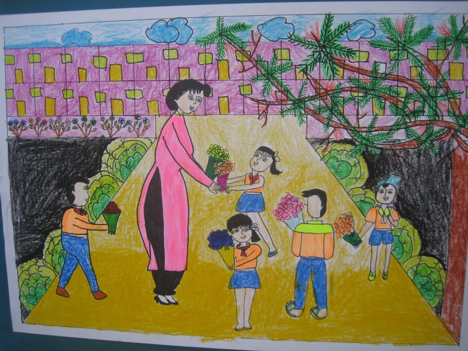 Vẽ tranh đề tài ngày nhà giáo Việt Nam đẹp
