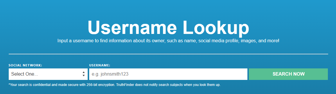 Data broker username lookup feature