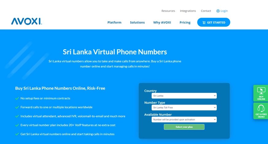 Avoxi  Sri Lanka virtual number