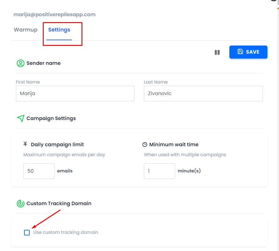 how to set a custom tracking domain