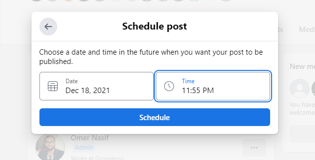 How to schedule Facebook group welcome post step two