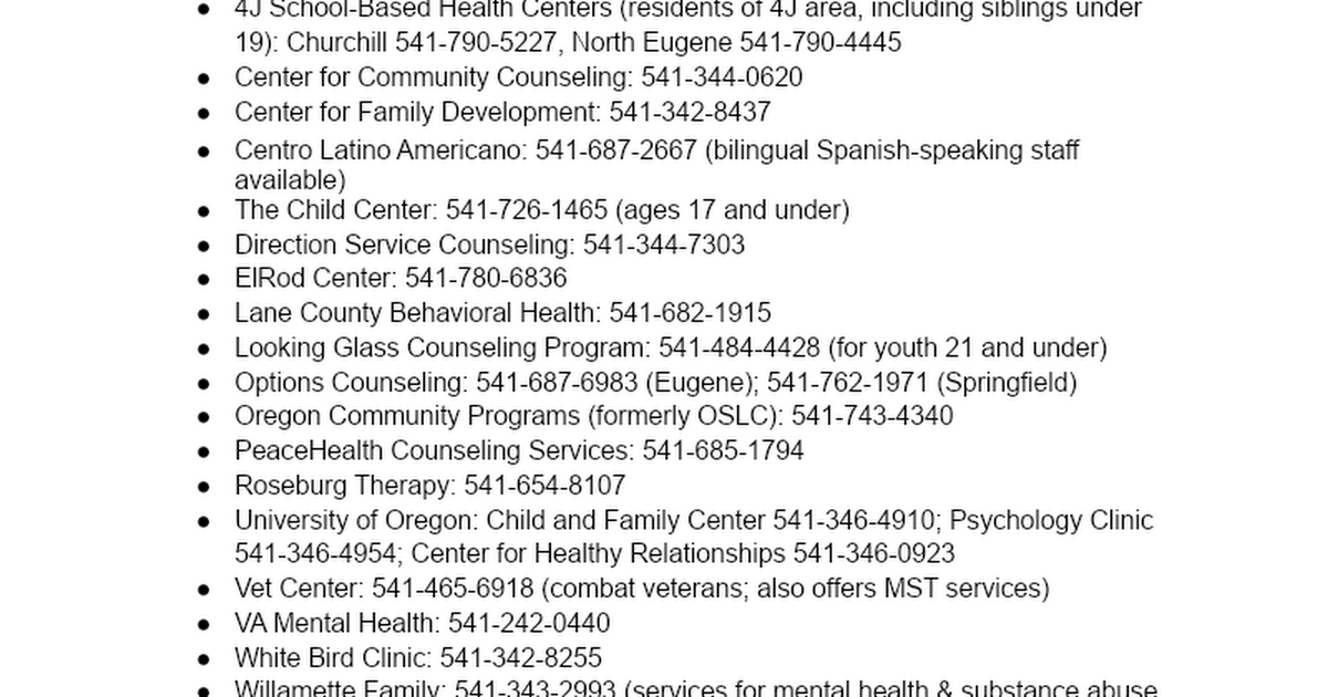 Crisis and Mental Health Resources for Youth and Families