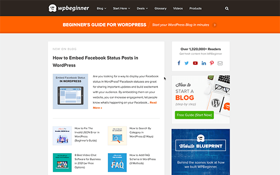 Página inicial do WPBeginner