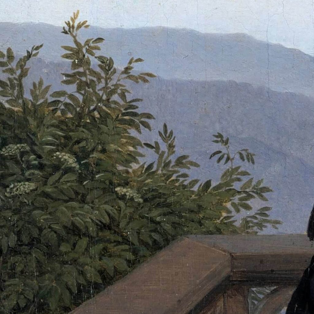 Carl Gustav Carus, Woman on the Balcony, 1824, Oil on canvas, Galerie Neue Meister, Dresden, Germany. Detail.
