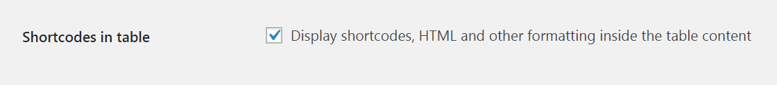 Shortcodes WooCommerce na configuração da tabela