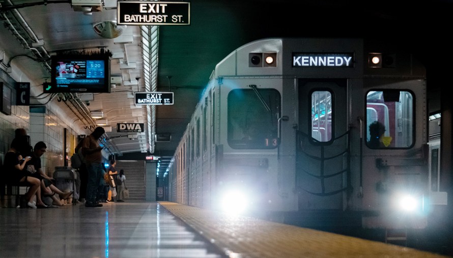 Train arriving at station