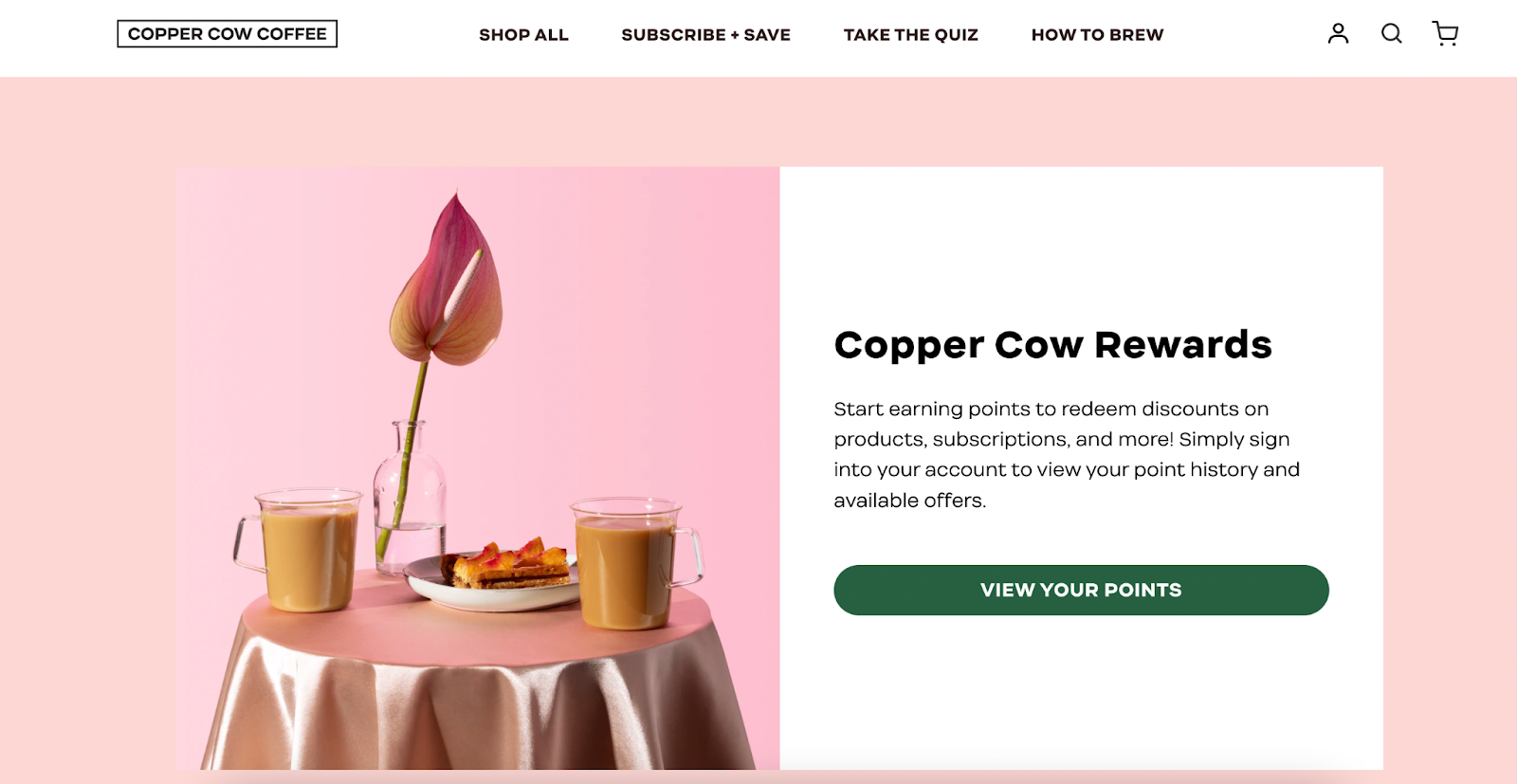 Copper Cow Coffee rewards explainer page example