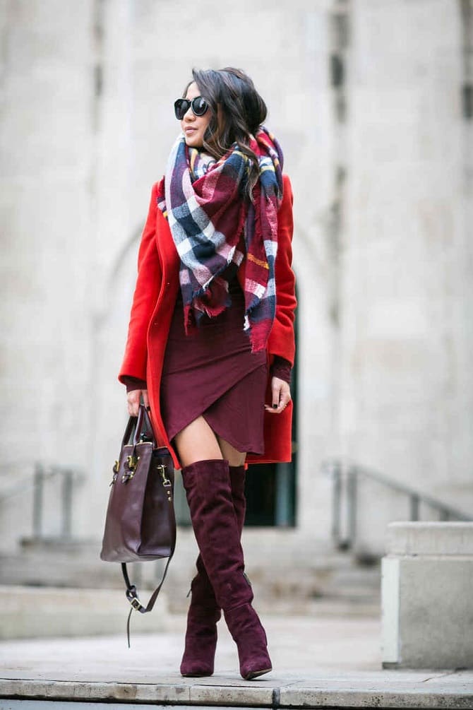 Burgundy color in clothes - a combination of 2022, photo 27