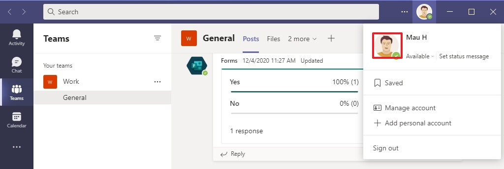 Microsoft Teams change picture option