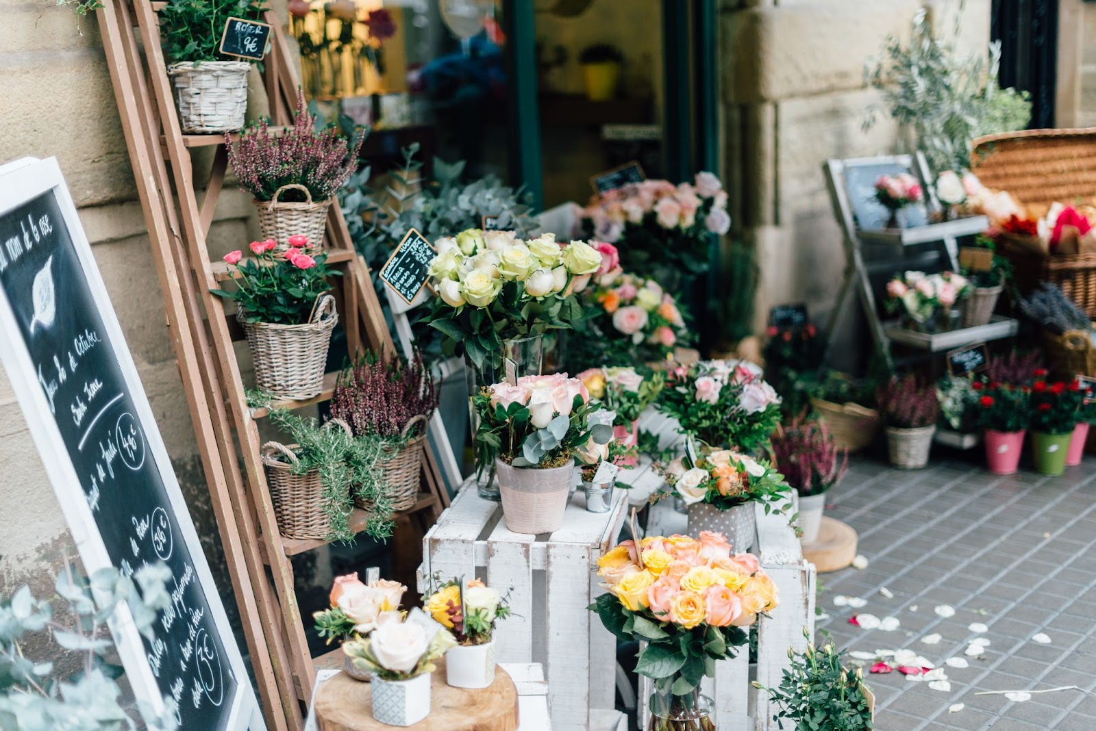 Florist exterior filled with flowers