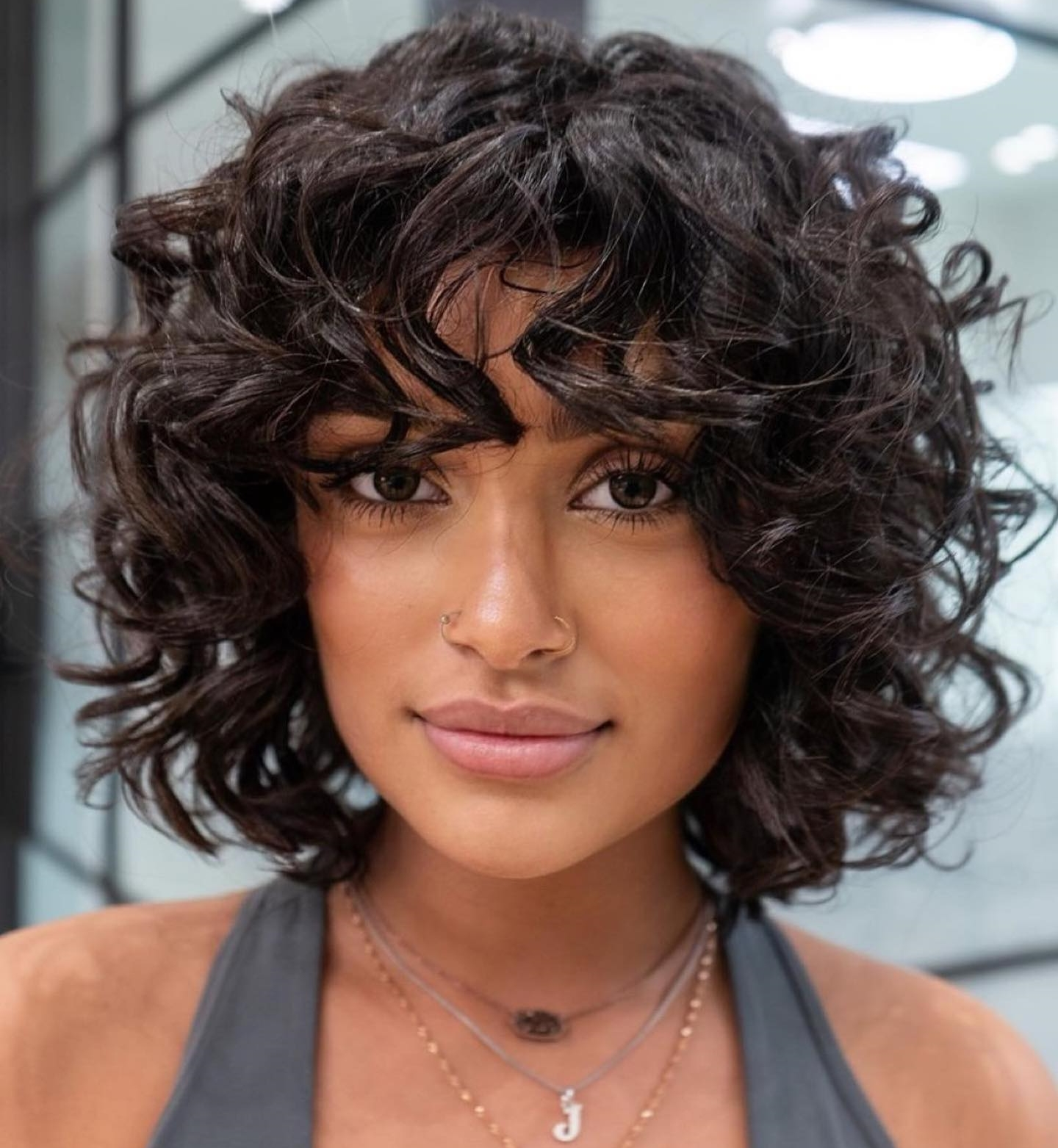 Curly Bob With Bangs