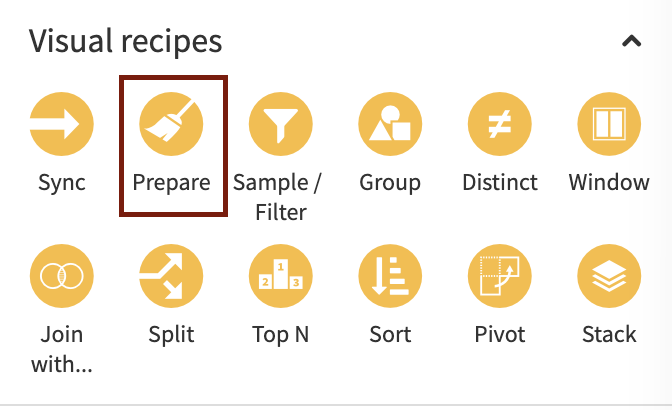 dataiku visual prepare recipe