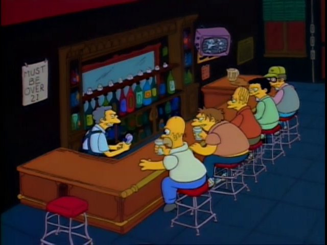 The inside of Moe's Tavern from the Simpsons