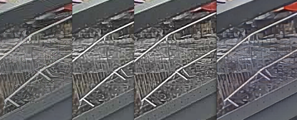 4k low-resolution images to enhanced 8k high-resolution quality comparison image of a construction site