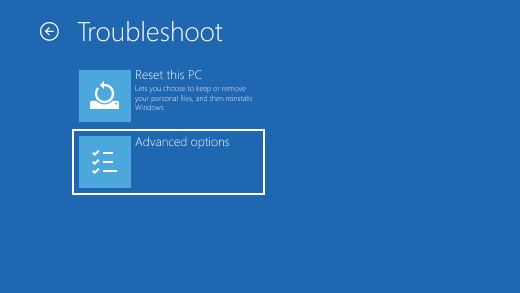 Troubleshoot - Advanced options