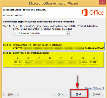microsoft office activation call center