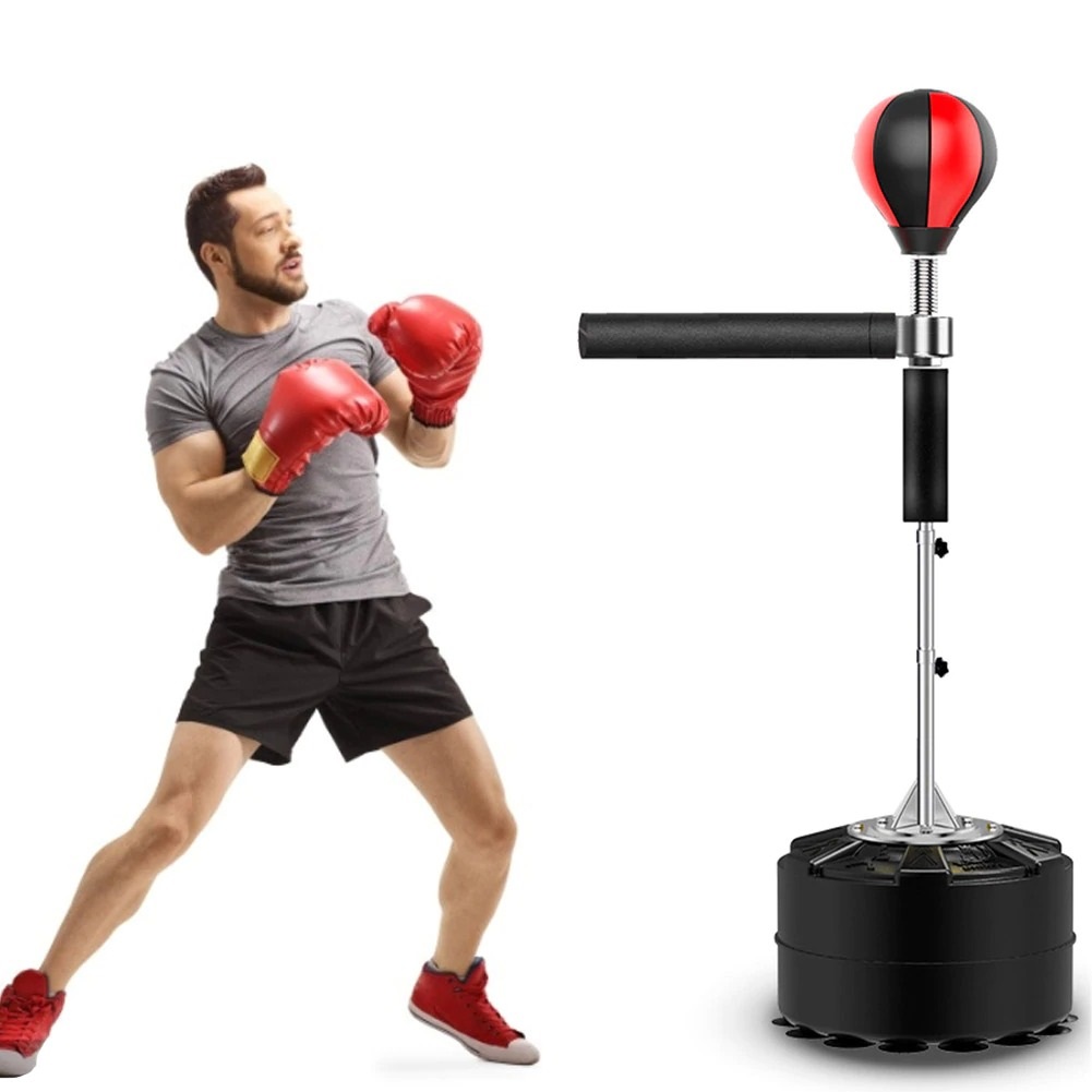 NAYY 2 in 1 Boxing Punch Bag Standing Adult Speed Punching Ball Sparring Boxing Kicking Training Punching Bag with Stand Reflex Spinning Bar Height Adjustable