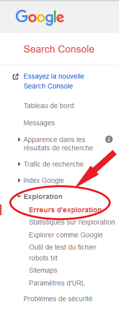 capture écran search console google