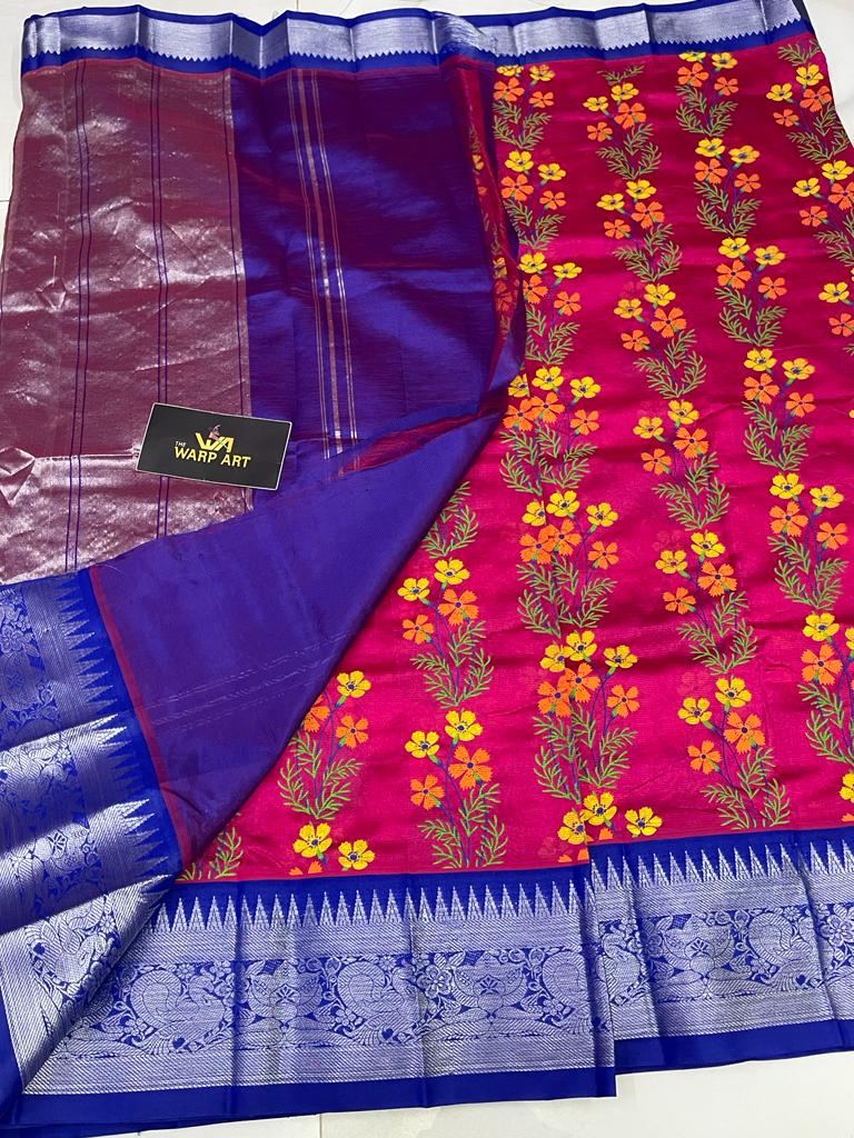 kuppadam kanchi border mangalagiri handloom special digital printing sarees