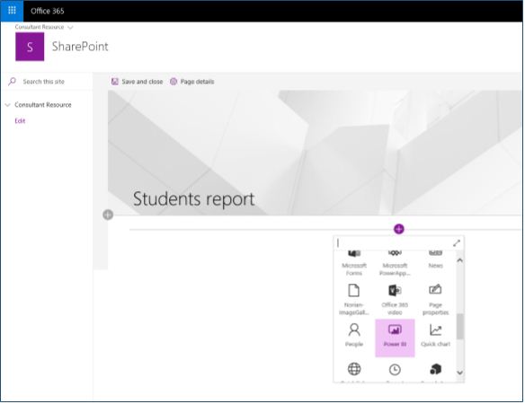 Add Power BI report