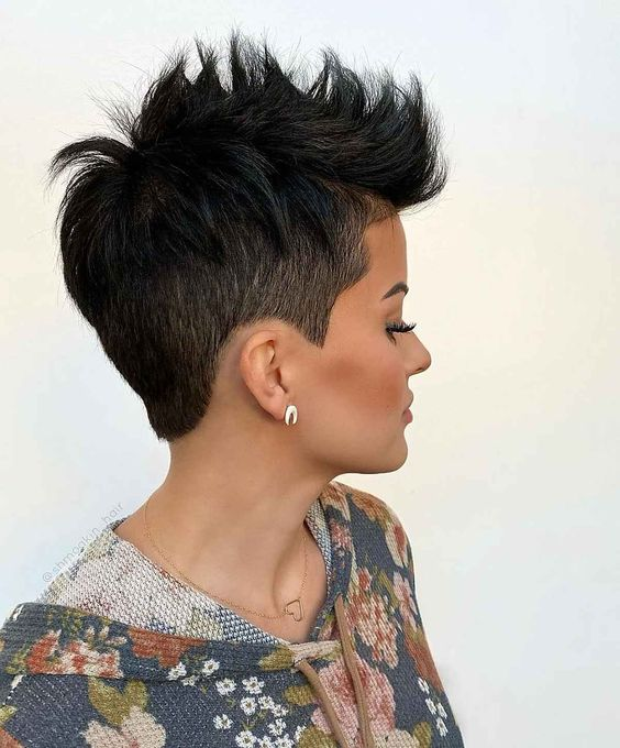 lady wearing spiky pixie cut hairstyle