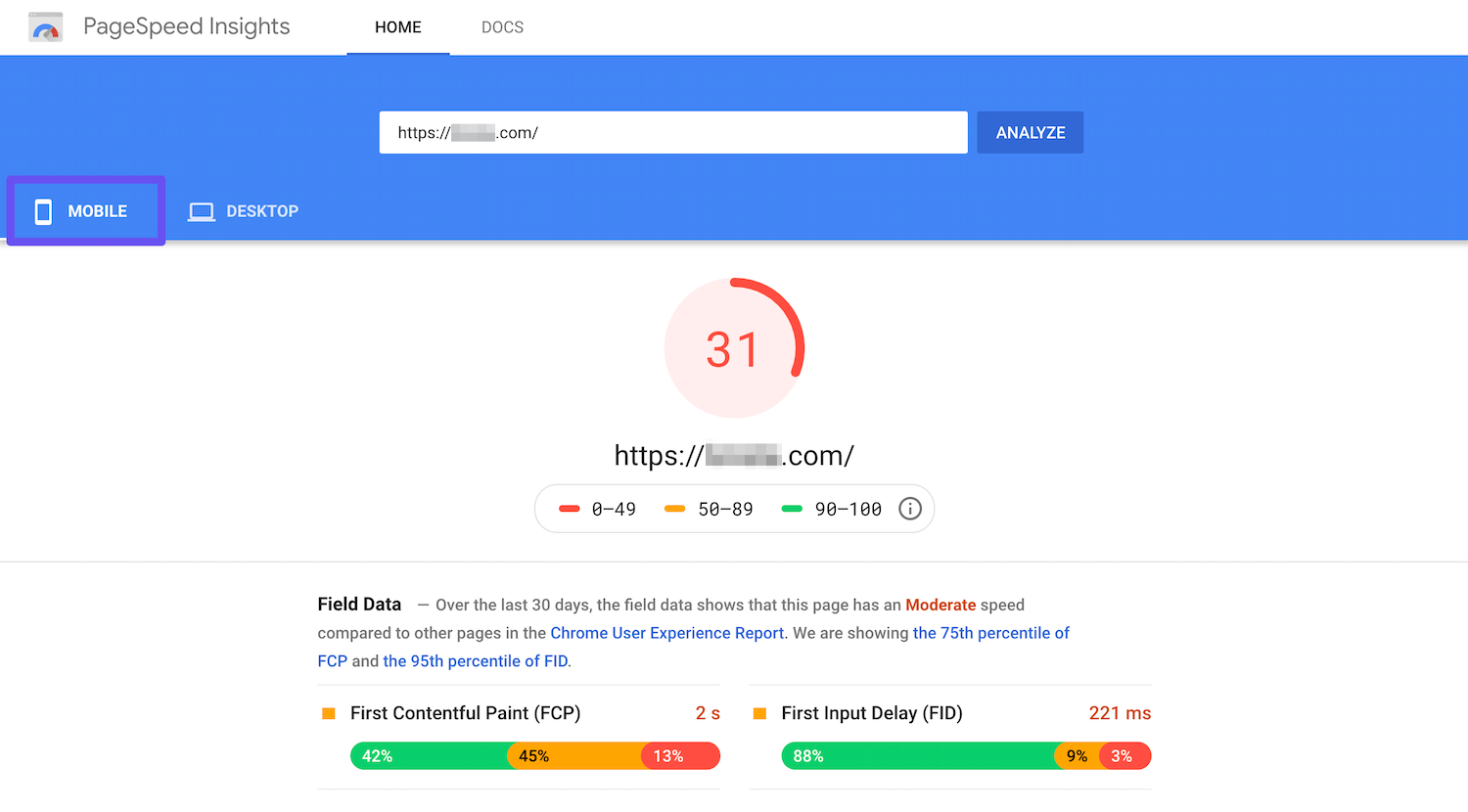 Công cụ đánh giá tốc độ website Google Pagespeed
