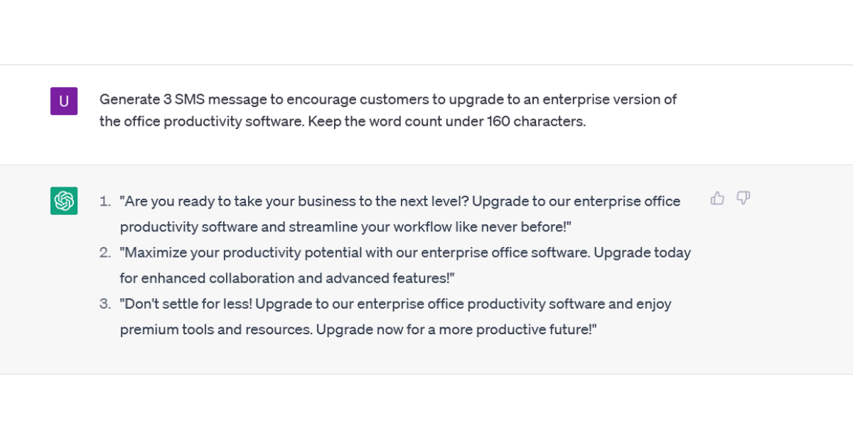 chatgpt prompt and response to promote upgrades