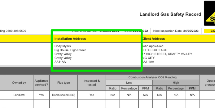 Updated Site Address Displayed