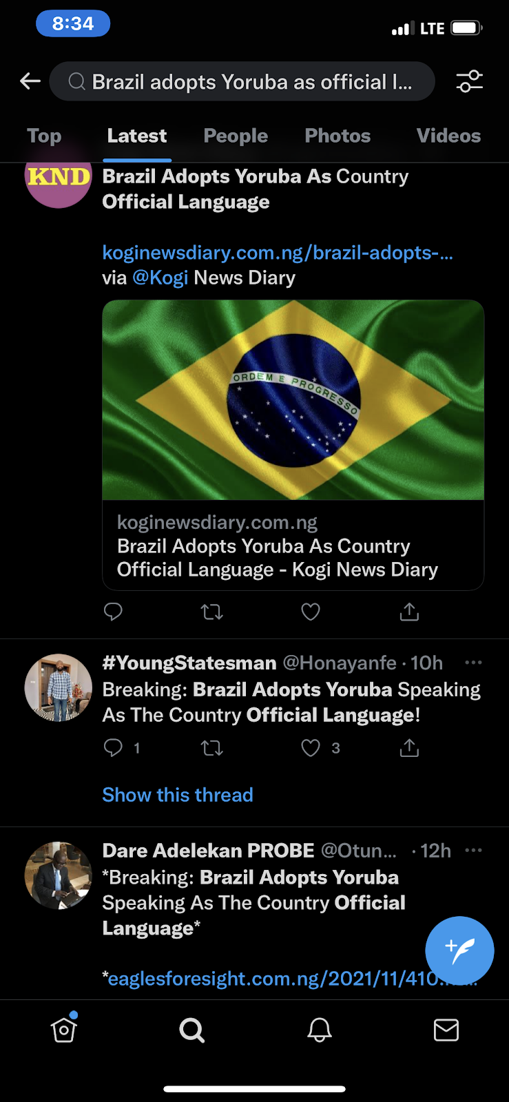  Yoruba not an official language in Brazil