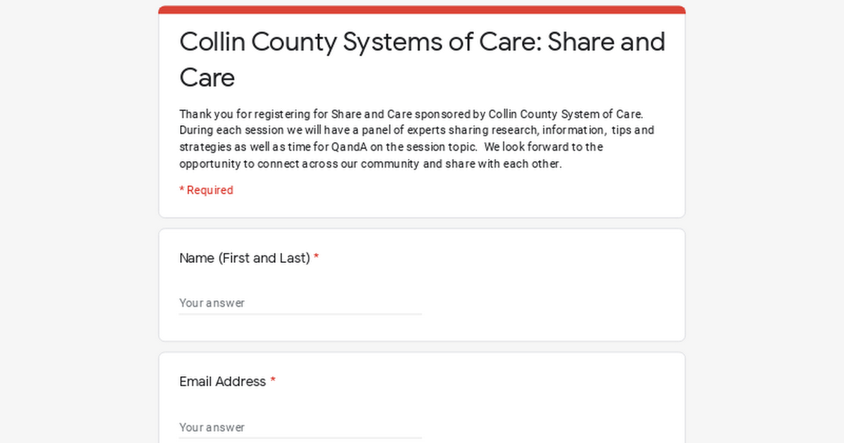 Collin County Systems of Care: Share and Care