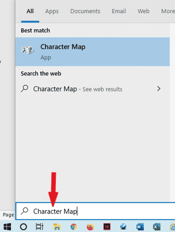 searching for character map to copy and paste symbols
