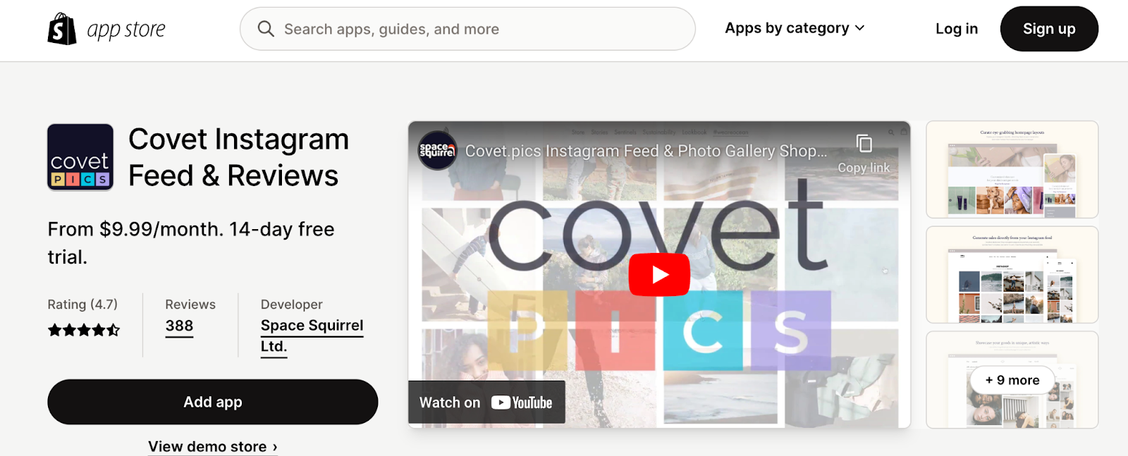 best shopify apps for instagram - Covet.pics