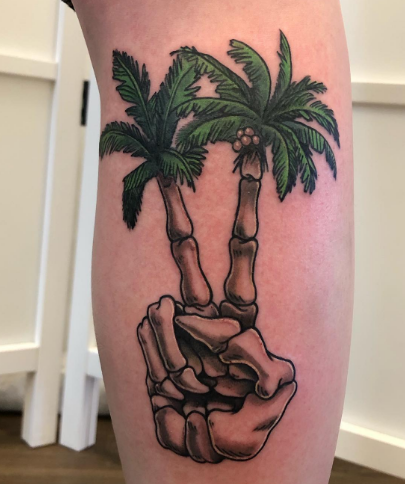 Skeletal Palm Tree Tattoo