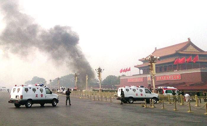 October 2013: Tiananmen Square sealed off after a car attack which killed two people