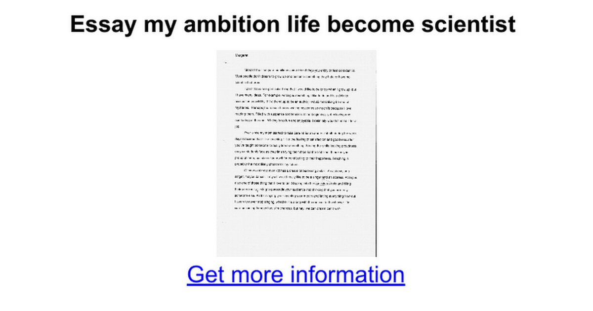 my aim in life essay scientist