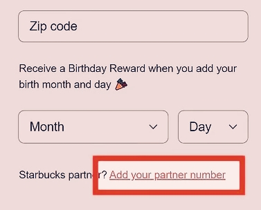 how to add partner numbr to starbucks app