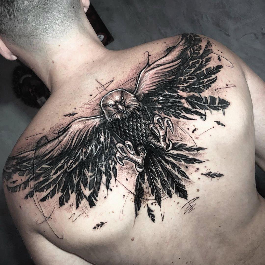 Detailed Eagle Tattoo On Back