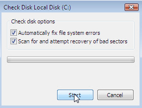 Hit Start on Check Disk Local Disk