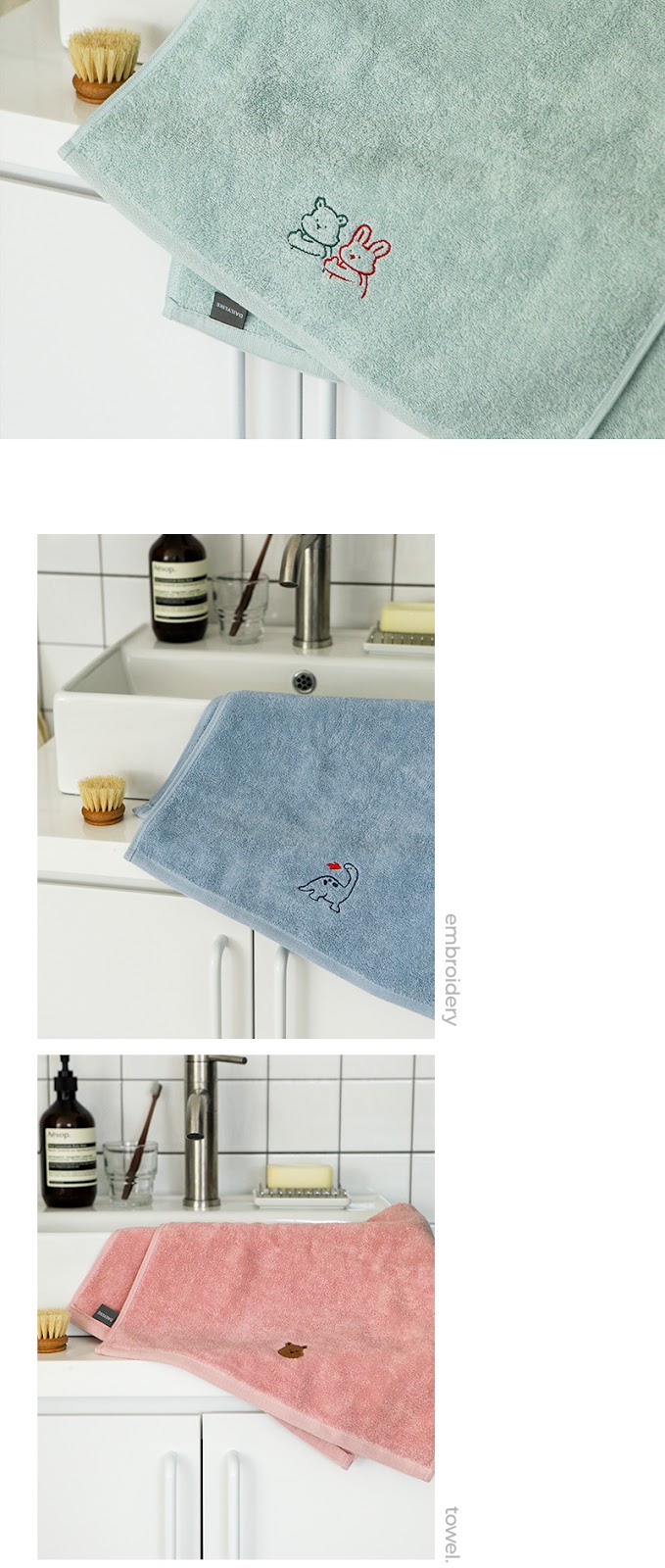 韩国 DAILYLIKE 标志刺绣毛巾 Donggusongi 2 sheets