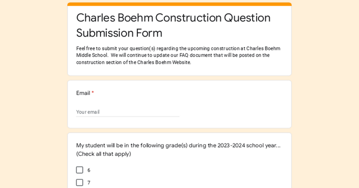 Charles Boehm Construction Question Submission Form